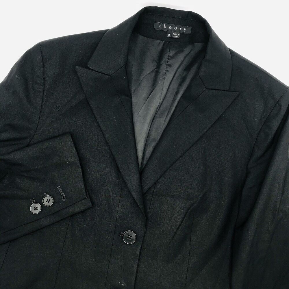 Theory Black Tailored Wool Lycra 2 Button Front B… - image 3